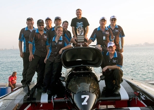 Scott Liddycoat celebrates his maiden H1 victory with owner & crew