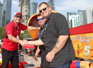 U.S. soldier visits with U-5 driver Jeff Bernard and owner Ted Porter U.S. soldier visits with U-5 driver Jeff Bernard and owner Ted Porter