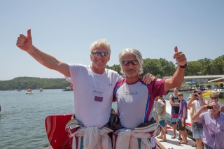 Record breakers Sheikh Hassan bin Jabor Al-Thani and Steve Curtis at the Lake of the Ozarks